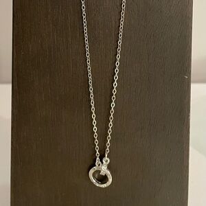 Elegant Silver Tone Necklace with Interlocking Rings. NIB